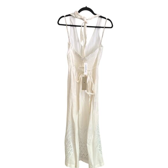 Tommy Bahama Pineapple Embroidered Halter Linen Midi Dress Sz 4, White | NEW$188 - Picture 5 of 6